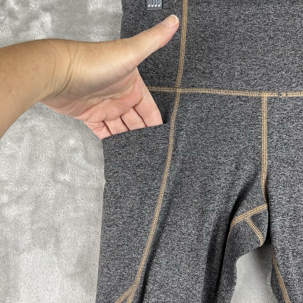 ATHLETA Gray Leggings Womens Size XSP Gold Stitching Pockets‎ Performance Yoga - Picture 2 of 13